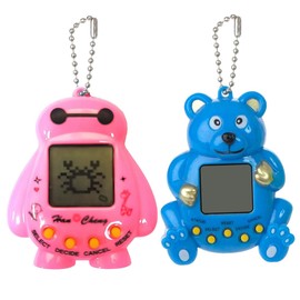 NHQZ Pack of 2 Electronic Pet Play Machine, Portable Handheld Virtual Pet Toy, Tamag0-tchi, Game Console, Tamag0-tchi Connection, Electronic Pet (Pink/Blue, A)