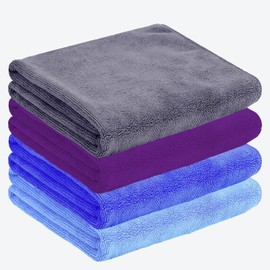 SMYJDMM Gym Towels, 4 Pack Microfibre Sports Sweat Towels, 35 * 75cm/ 13.7 * 29.52in Absorbent Workout Sweat for Adults Gym Fitness Yoga Camping(Royal Blue/Purple/Grey/Black)