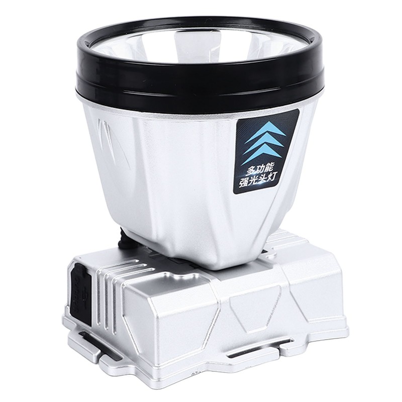 Super Bright Headlamp 90000lm Silver Rechargeable 1600mAh Battery Adjustable Headband