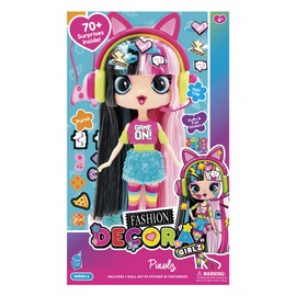 Decora Fashion Pixels Doll 30 cm - Accessories and Stickers Included to Decorate Your Own Style and Creativity in a Unique Toy, Hair and Clothes