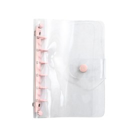 DFsucces A7 Personal Organizer, PVC Clear Material, Clear Binder Cover, Mini 6 Hole Notebook, Pocket Size, for Album, Storage, Convenient to Carry (Pink)