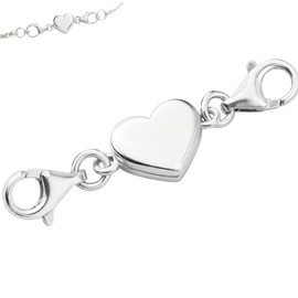 Kryoflare Sterling Silver Heart Jewelry Clasp, 925 Sterling Silver Double Lobster Clasp Closures Necklace Extender, Silver