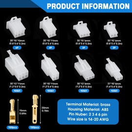 ELNLE 480 Piece Cable Connector 2 3 4 6 Pin Car Plug Set, Blade Receptacles 2.8 mm Pitch Male Female Plug Housing Pin Header Crimp, for Motorcycle, Bike, Car, Boats