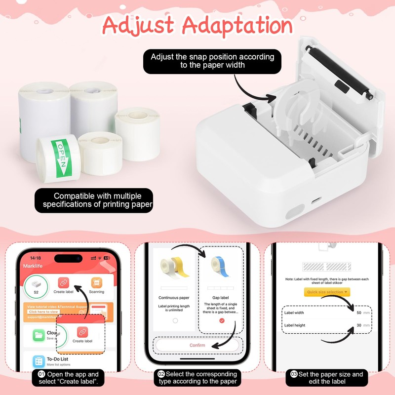 HUIJUTCHEN Portable Bluetooth Label Maker Machine with 30x50 mm Tape,