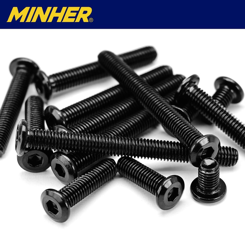 MINHER M6 x 70mm 10Pcs Flat Head Hex Socket Cap