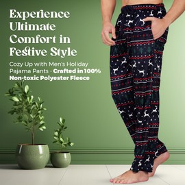 Pantalones de pijama para hombre, cómodos y de diseño clásico, cómodos y acogedores, para dormir, ideales para Navidad, Ciervo y copo de nieve, Small