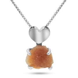 Natural raw Sunstone Gemstone Heart Pendant Necklace with 925 sterling silver, Rhodium Plated, Birthday, Valentine, Anniversary, Christmas, Fathers day, Mothers day gift, Uniquelan Jewelry (sunstone)