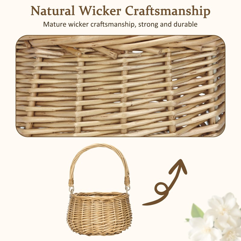 YINGXUN Wicker Picnic Basket with Foldable Metal Core Handle -