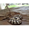 Large silver leaf - Monstera earrings handmade hooks