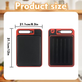 4 in 1 Miracle Melt Defrosting Board, Double Sided As Chopping Board with Grater, Sharpener, Miracle Melt Defrost Tray for Meat, Fish, and Food(Red)