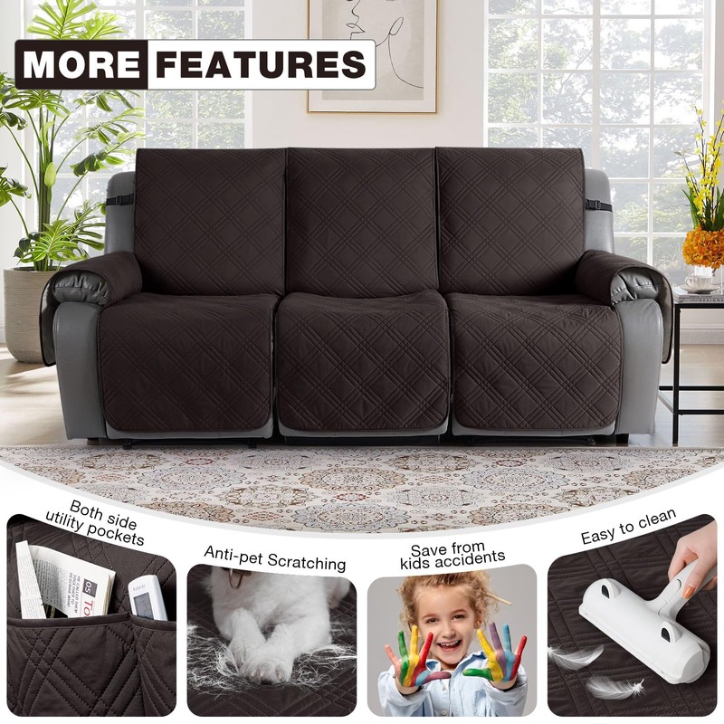 TAOCOCO 100% Waterproof Recliner Sofa Covers 3 Seater, Split Couch