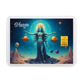 Goldschulz Gold Bar 1 g 1 g Motif Box – Zodiac Sign Libra – Gift + Certificate of Authenticity