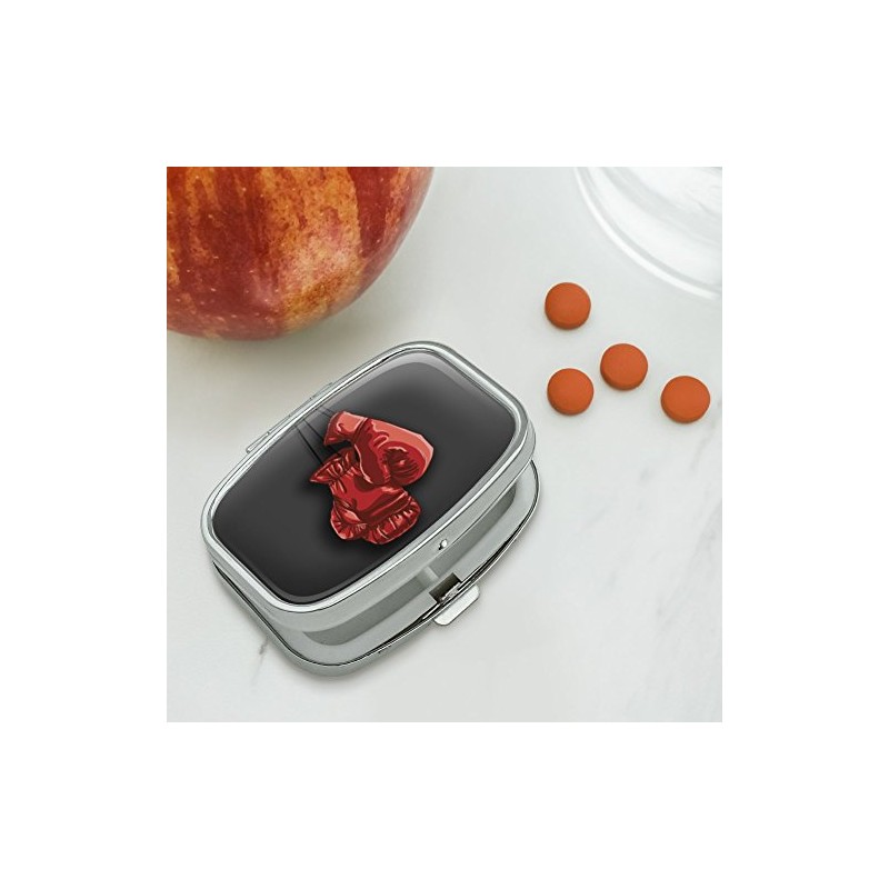 Red Boxing Gloves Boxer Rectangle Pill Case Trinket Gift Box