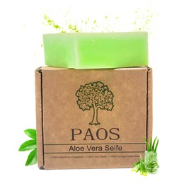 PAOS Aloe Vera Soap, Approx. 150 g, Natural Soap, Hair Soap, Care Soap, Shaving Soap, Can be Used for Wrinkles and Blemished Skin, No Chemical Additives, Vegan, for All Hair and Skin Types