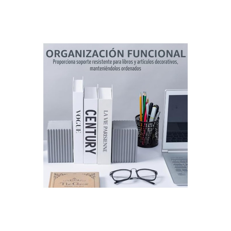MyGift - Sujetalibros para estantes, modernos sujetalibros decorativos de bloques