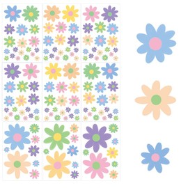 FDKYOEK 9 Sheets Spring Window Clings, 138 PCS Vinyl Daisy Flower Window Clings for Home Bedroom Classroom, Static Daisy Windows Stickers Floral Decal for Glass Wall Door, Multicolor