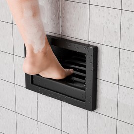 Zonon Recessed Wall Niche Shower Foot Rest for Shaving Legs Bathroom Stainless Steel Recessed Shower Niche Footrest Wall Storage with Shaving Holder for Bathroom No Tile Needed(Black,5.9" X 4.7")