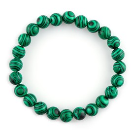 CRYSTALIS Malachite Elastic Stretch Bracelet, Gemstone Beads, Chakra Healing Jewelry for Men & Women, Adjustable Bracelet, Gift Giving Bracelet, 7.25 to 7.50 inch, Spiritual Yoga Beads