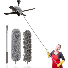 SetSail Dusters for Cleaning, 100-inch Extra-Long Duster with Extension Pole Bendable Microfiber Head Washable Ceiling Fan Cleaner Duster Kit for High Ceilings, Corner, Furniture