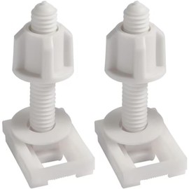 2Pcs White Plastic Toilet Seat Screws and Nuts with Washers, Toilet Parts, Toilets and Toilet Parts, Hinge Bolts Screws Hinges Replacement Parts for Mounting Toilet Seats Toilet Lid Toilet Seats