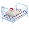 1:12 Miniature Bed Metal Structure Cute Pattern Sponge Cloth Mattress