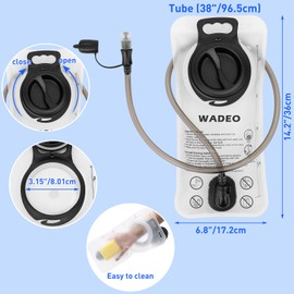 WADEO Hydration Bladder 2L, Leak Proof Water Bladder with Clean Brush & Face Cover Scarf, BPA Free, Bladder Pack for Biking, Hiking, Running, Camping & Climbing, White