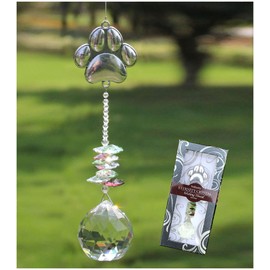 Rosleanny Paw Print Sun Catcher Crystals Prisms Hanging Garden Decor Pet Memorial Gifts Dog Remembrance Gift Loss Sympathy Rainbow Maker Suncatcher for Window Friend Birthday