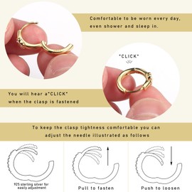 MILACOLATO Daisy Hoop Earrings Small Child Hypoallergenic Lightweight Earrings Women's 18K Gold-Plated Cute Small Cartilage Gold Hoop Earrings for Children Girls, Sterling Silver