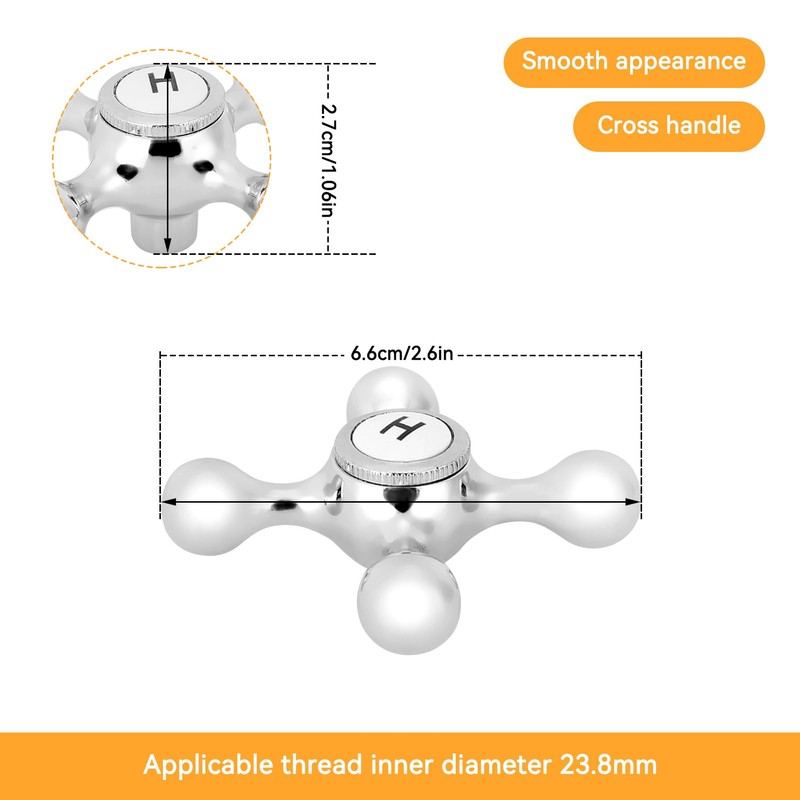 Tap Head Replacement,Cross Head Chrome Plated Tap Conversion Faucet Knob