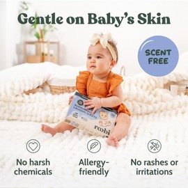 Roobi Baby Laundry Detergent Sheets. Specially Formulated for Sensitive Skin. Newborns, Infants & Toddlers Clothes. Unscented. Up to 128 Loads