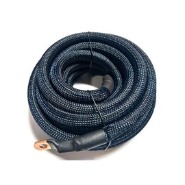 225FWY 4 Gauge Custom Color Snakeskin Braided Sleeving Cable Dual/Auxiliary Battery 80 AMP Isolator Kit Universal LOT (Black/Blue)