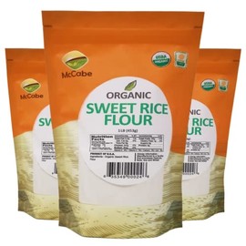 McCabe Organic Sweet Rice Flour - Gluten Free Organic Glutinous Rice Flour | Sweet Rice Flour for Baking | Rich in Fibers and Minerals | USDA and CCOF Certified Organic | Product of USA | 1Lbs Pack of 3