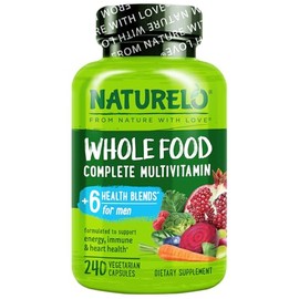 NATURELO Mens Multivitamins - One Daily Multivitamin for Men with Vitamins, Minerals & Organic Whole Foods, Boost Energy & Health, Non-GMO, 240 Vegetarian Capsules