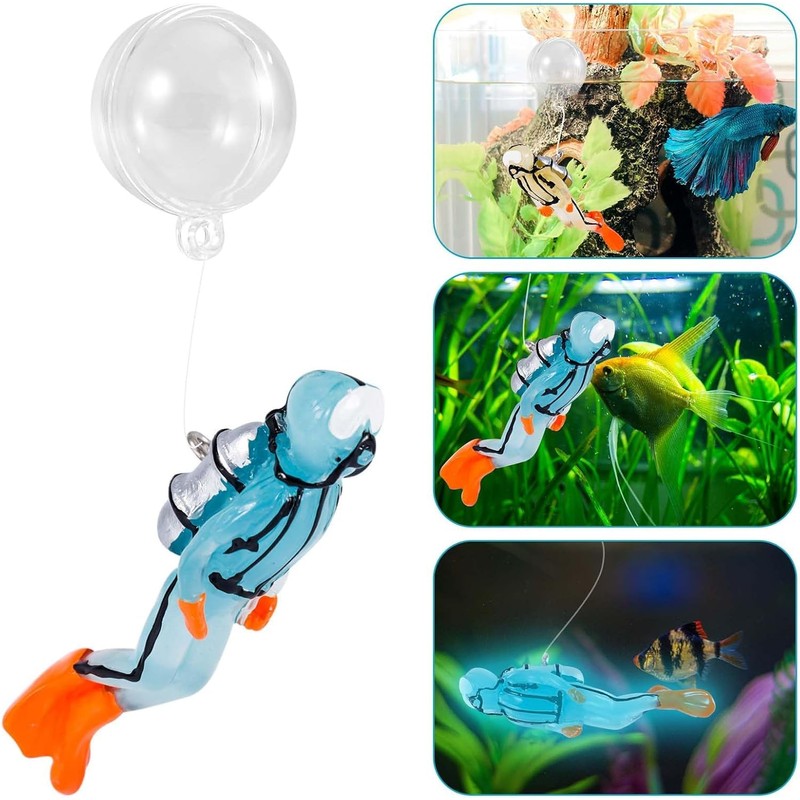 2Pcs Fish Tank Decorations,Fish Tank Floating Diver Decorations,Fish Tank Decorations