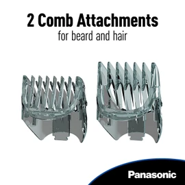 Panasonic Hair and Beard Trimmer, Men's, with 39 Adjustable Trim Settings and Two Comb Attachments for Beard and Hair, Corded or Cordless Operation, ER-GB60-K, Black