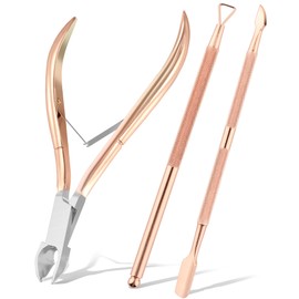 Utopia Care Cuticle Trimmer with Cuticle Pusher, Nail Cuticle Trimmer Set, Manicure Kit, Pedicure Kit, Sharp Cuticle Nippers Professional, Cuticle Pusher Tool, Cuticle Remover Tool Kit (Rose Gold)
