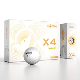Honma X4 4-Layer Tour Golf Balls for Men, White, 1 Dozen