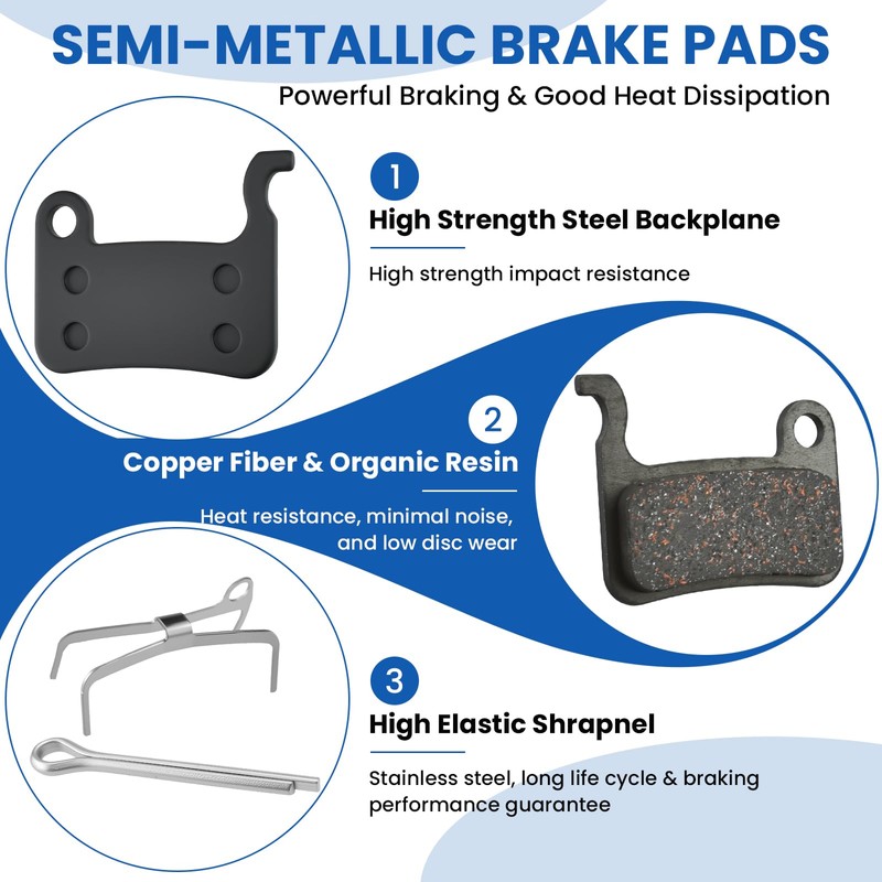 MILYARD 4 Pairs Bike Disc Brake Pads with Installation Tools,