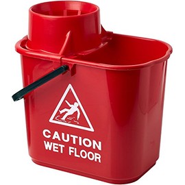 2Work Plastic Mop Bucket with Wringer 15 Litre Red CNT00684