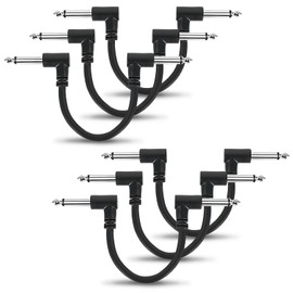 GOGHOST 3 Inch Guitar Patch Cables 6 Pack, 1/4" Right Angle Guitar Effect Pedal Board Patch Cable, Noise Free and Long-Lasting Patch Cords for Pedals, Black
