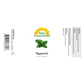 Sun Essential Oils - Peppermint Essential Oil (8 oz) with Dropper for Diffuser, Humidifier, Skin & Aromatherapy Body Massage, Candle & Soap Making for Home