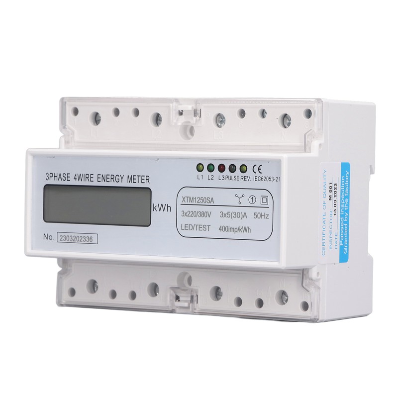 7 Digit LCD Electric Energy Meter 35mm DIN Rail Mounting