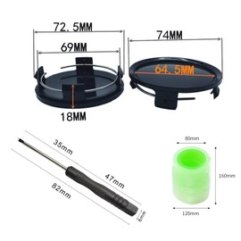 IUSOT Wheel Hub Caps, Pack of 4 Hub Caps 75 mm, ABS Wheel Centre Caps with 1 Screwdriver, Ideal for Cars, Robust Wheel Hub Cover, Ideal Replacement Parts for Hub Caps and Rims