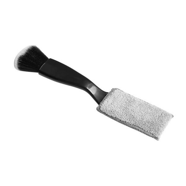 Makeup Brush with Microfibre Cleaning Pad, Black Handle, Double-Sided Design