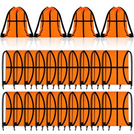 Tanlade 24 Pcs Sport Drawstring Bags Cinch Sack Candy Drawstring Bag Sport Party Goodie Favor Bags Supplies Gifts for Sports Party Men Women (Basketball,7 x 10 Inch)