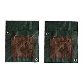 20' ft x 30' ft Green / Brown Reversible Poly Storage Tarp Cover - 2 Pack