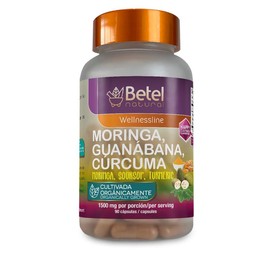 Betel, Moringa, Soursop and Turmeric 90 Capsules Organically Grown (Moringa, Guanabana y Curcuma) 1500mg per serving Dietary Supplement