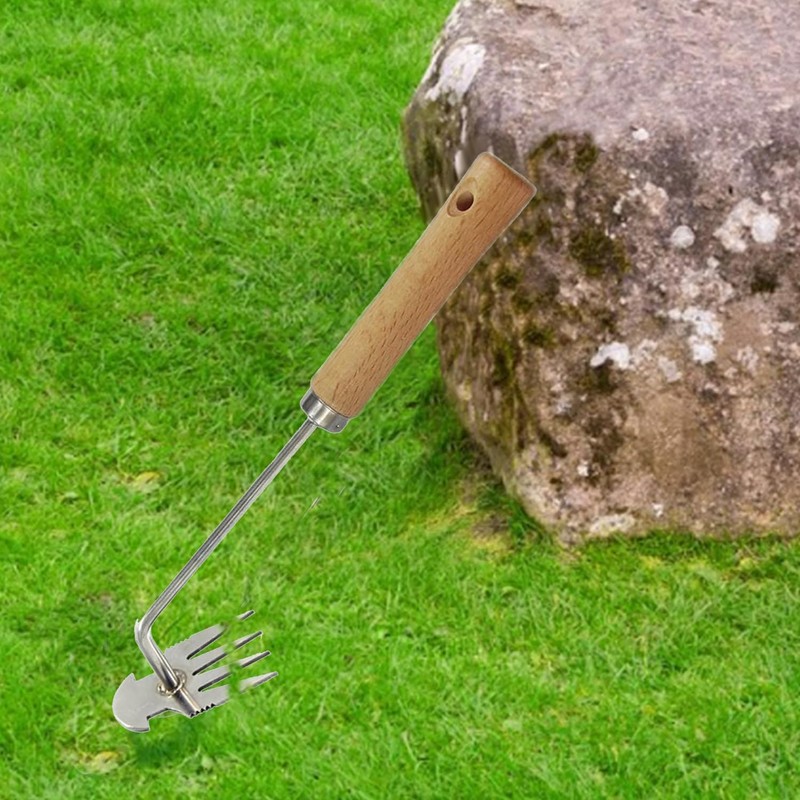 EVAYangSG Weeding Artifact Uprooting Weeding Tool, 4-Teeth Uprooting Dandelion Weed