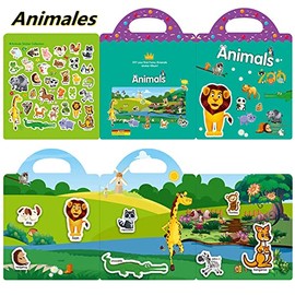 Libros de Calcomanías Reutilizables,3 Juegos de Calcomanías Reutilizables para Niños de 2 a 6 Años,Adhesivas Portátiles para Educación,Calcomanía Estáticas de 3 Temas(dinosaurios+animales+océano)