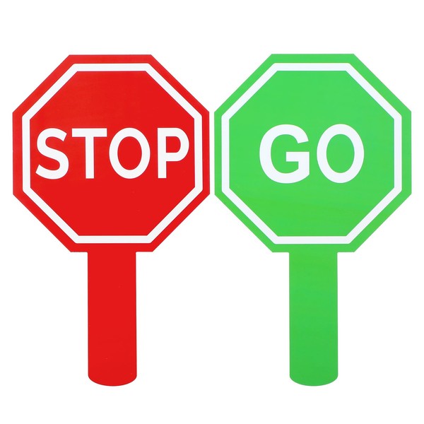 Shimmeroo 2Pcs Stop and Go Sign with Handle,Mini Double Sided